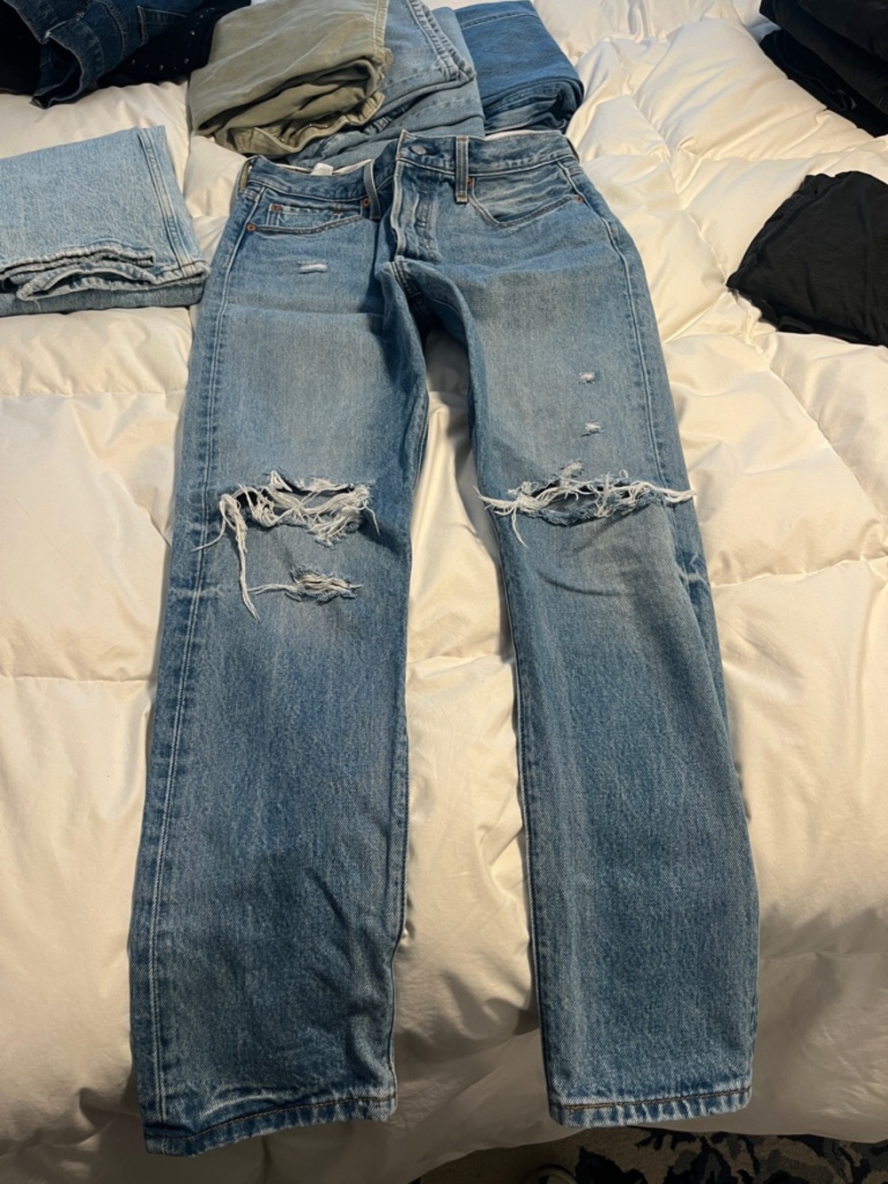 Levi's 501 distressed jeans